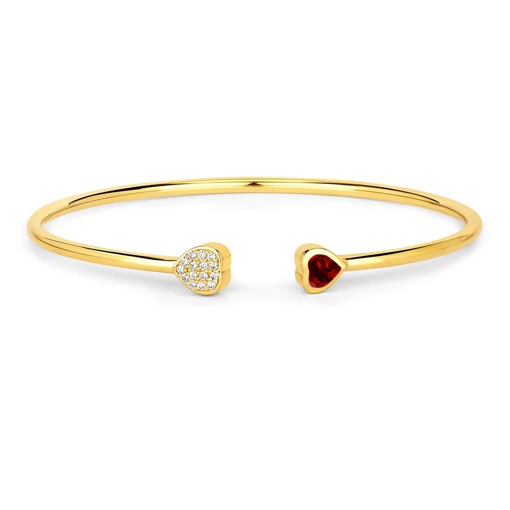 Heart Prong Set Diamond Accent Open Bangle