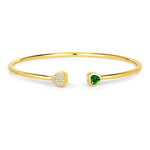 Heart Prong Set Diamond Accent Open Bangle
