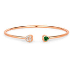 Heart Prong Set Diamond Accent Open Bangle