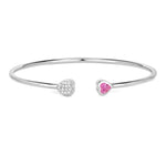 Heart Prong Set Diamond Accent Open Bangle