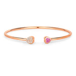 Heart Prong Set Diamond Accent Open Bangle