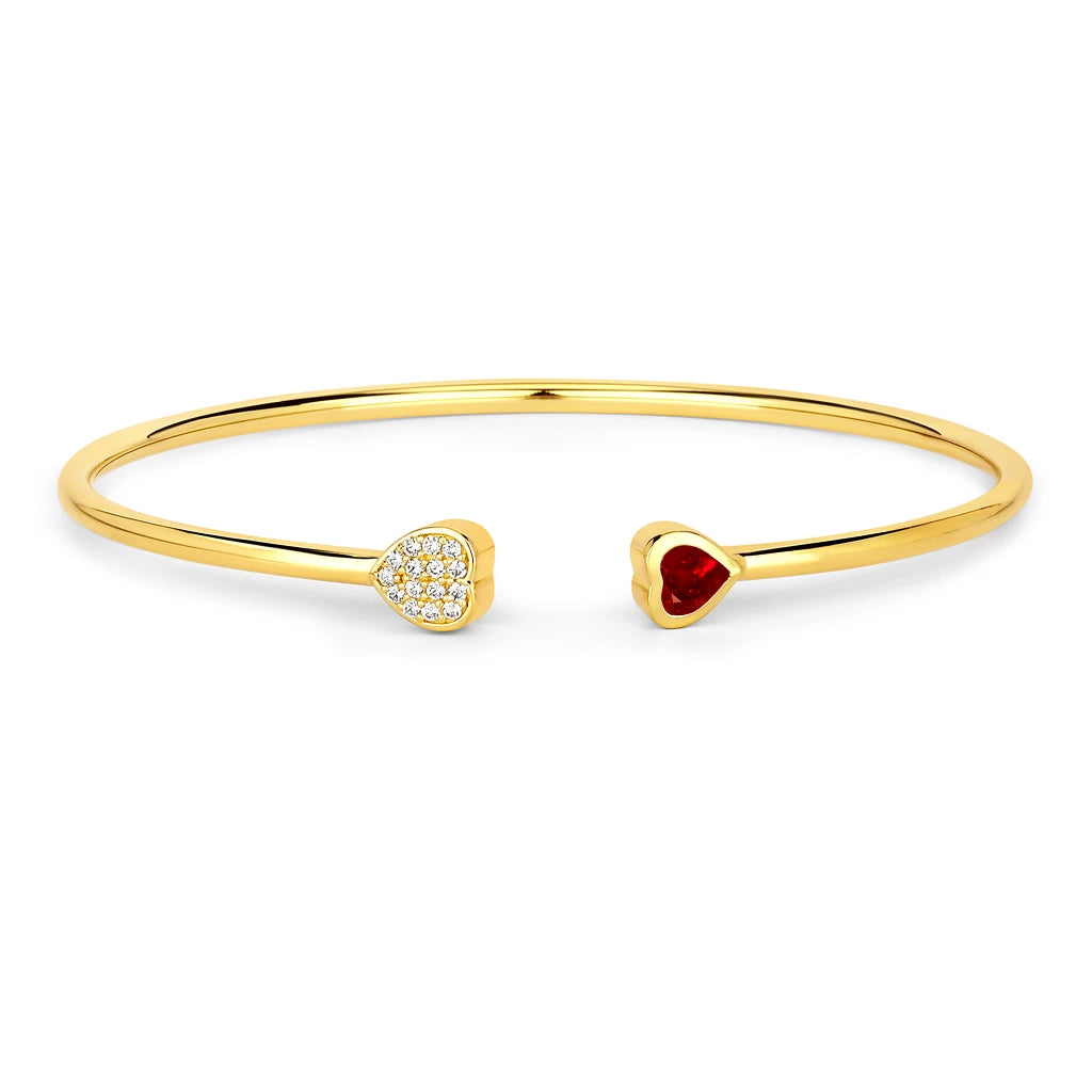 Heart Prong Set Diamond Accent Open Bangle