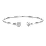 Heart Prong Set Diamond Accent Open Bangle