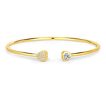 Heart Prong Set Diamond Accent Open Bangle