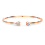 Heart Prong Set Diamond Accent Open Bangle