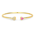 Heart Prong Set Diamond Accent Open Bangle