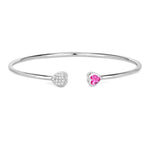 Heart Prong Set Diamond Accent Open Bangle