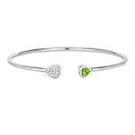 Heart Prong Set Diamond Accent Open Bangle