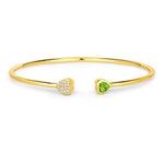 Heart Prong Set Diamond Accent Open Bangle