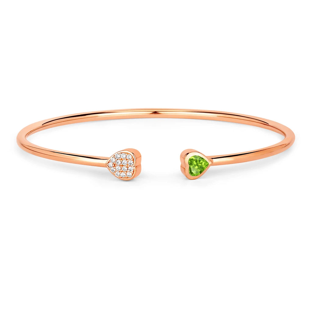 Heart Prong Set Diamond Accent Open Bangle