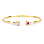 Heart Prong Set Diamond Accent Open Bangle