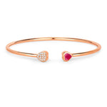 Heart Prong Set Diamond Accent Open Bangle