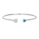 Heart Prong Set Diamond Accent Open Bangle