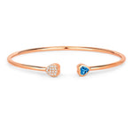 Heart Prong Set Diamond Accent Open Bangle