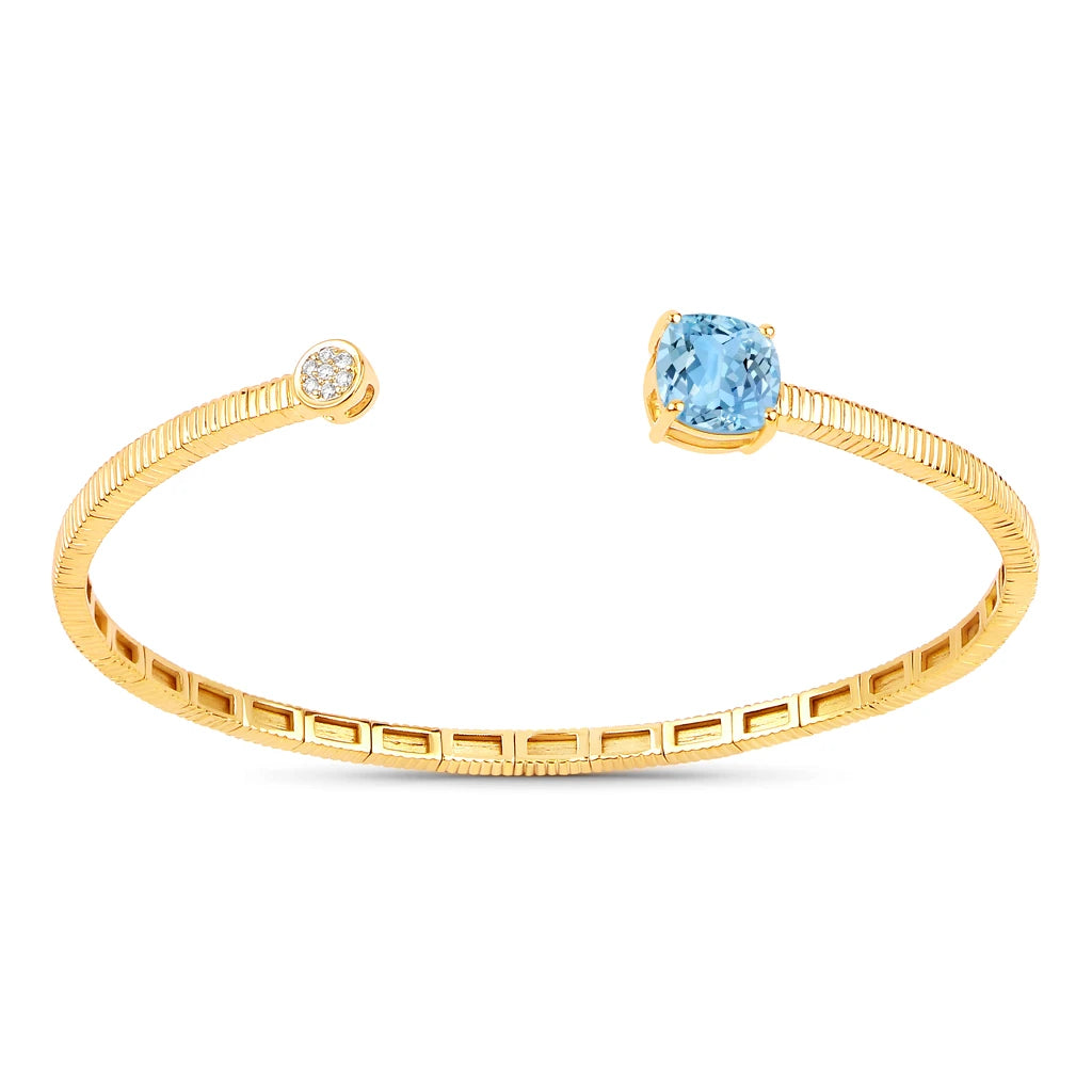 Cushion Prong Set Diamond Accent Bangle
