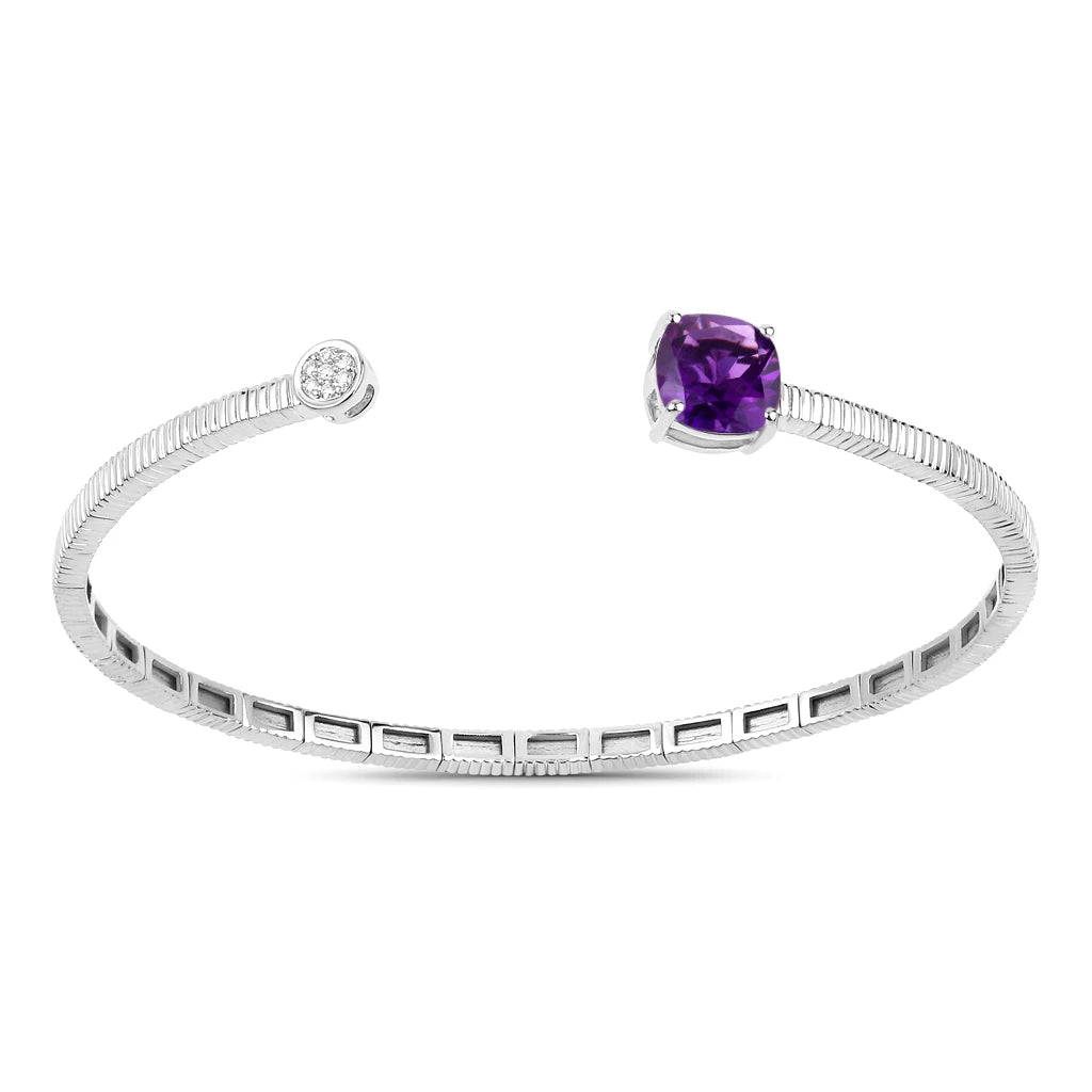 Cushion Prong Set Diamond Accent Bangle