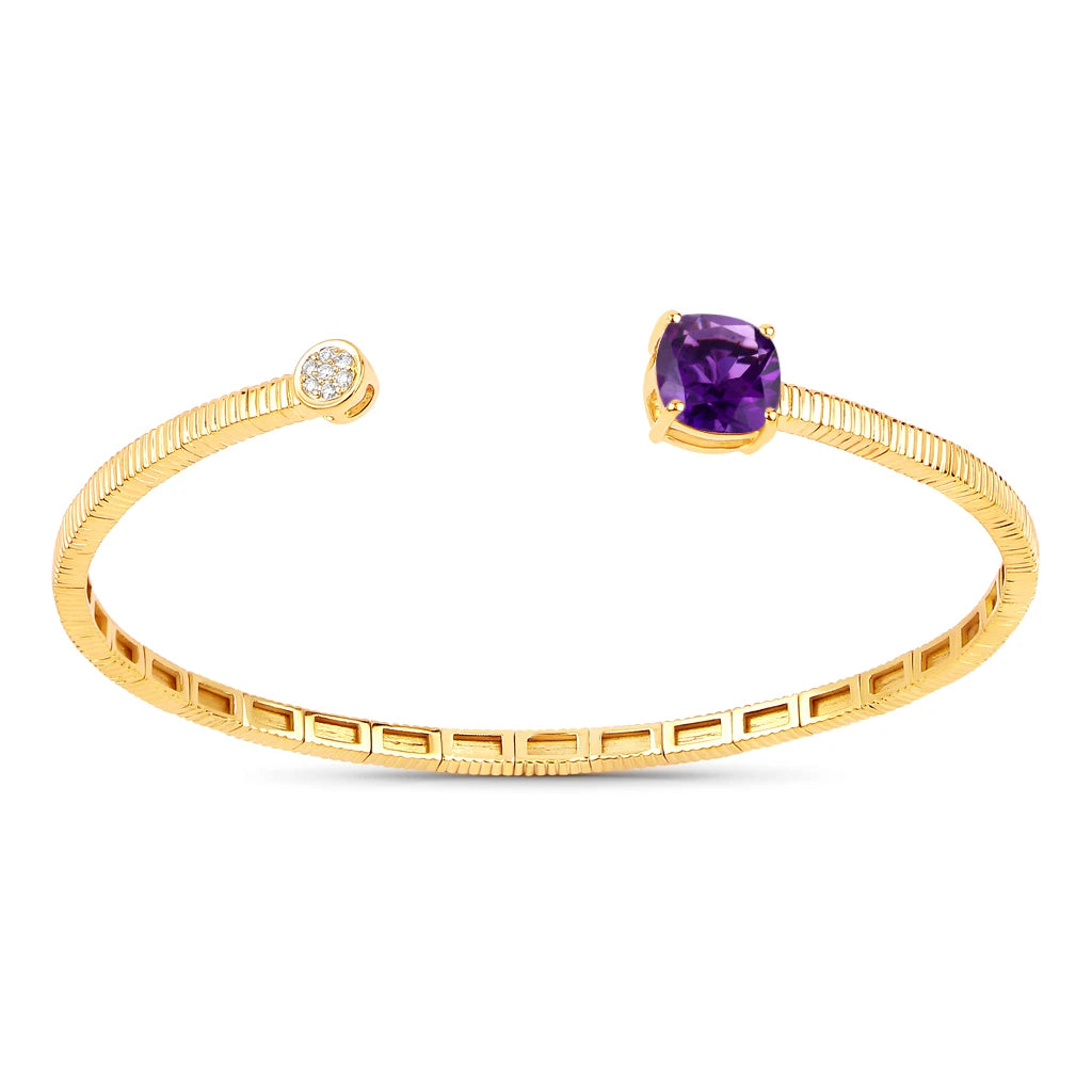 Cushion Prong Set Diamond Accent Bangle