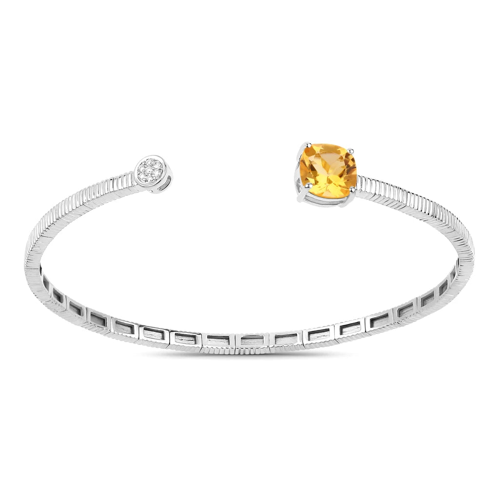 Cushion Prong Set Diamond Accent Bangle