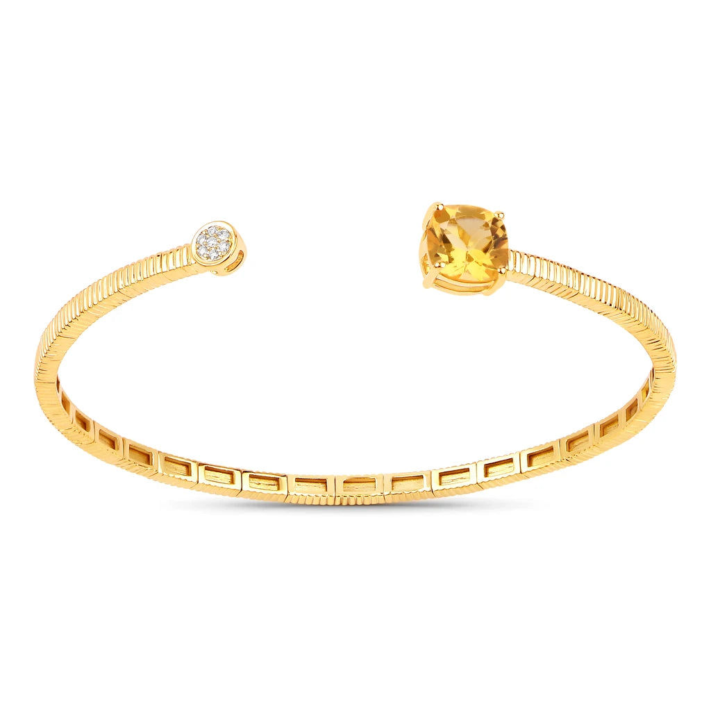 Cushion Prong Set Diamond Accent Bangle