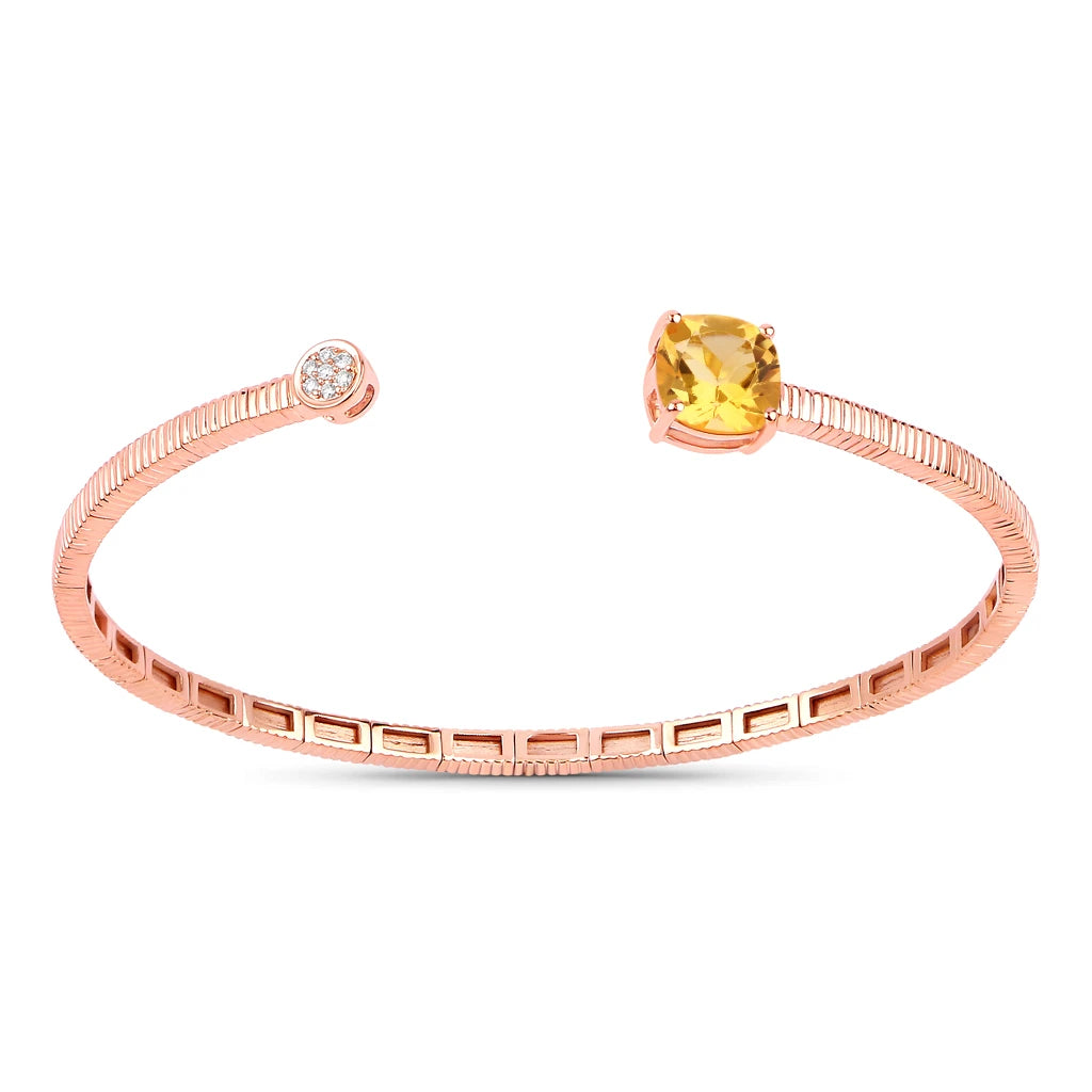 Cushion Prong Set Diamond Accent Bangle