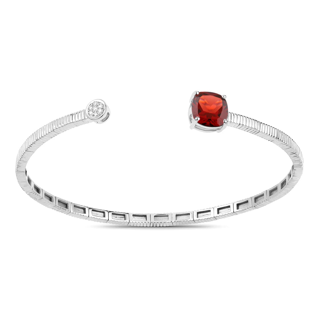 Cushion Prong Set Diamond Accent Bangle
