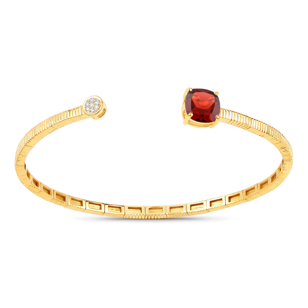 Cushion Prong Set Diamond Accent Bangle