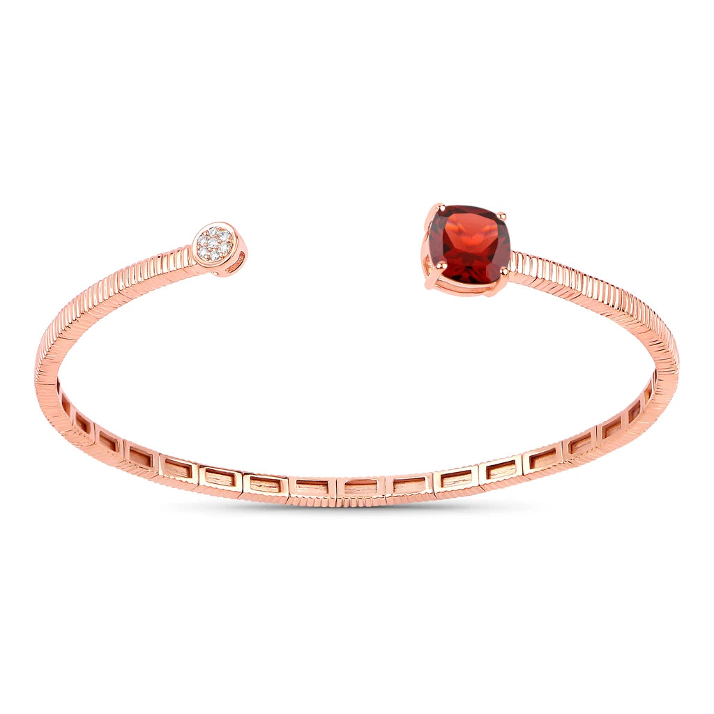 Cushion Prong Set Diamond Accent Bangle