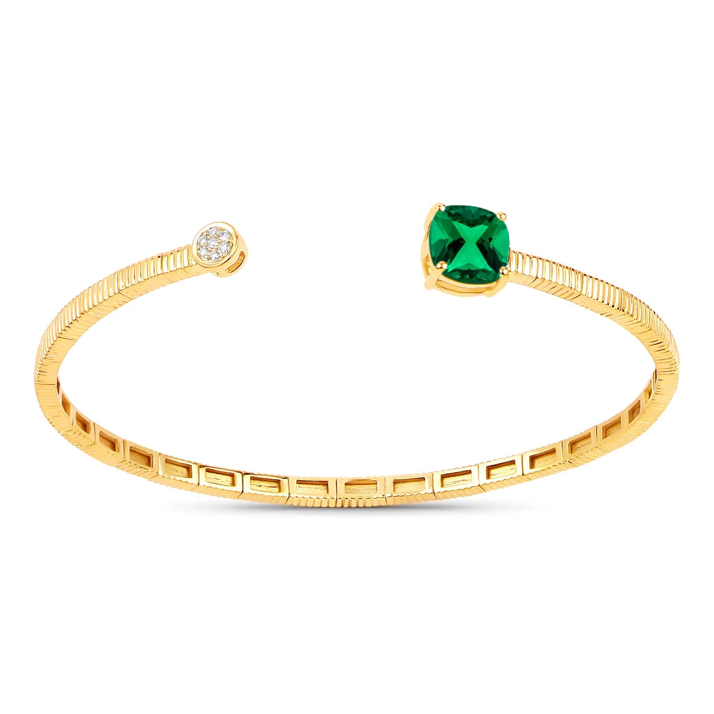 Cushion Prong Set Diamond Accent Bangle