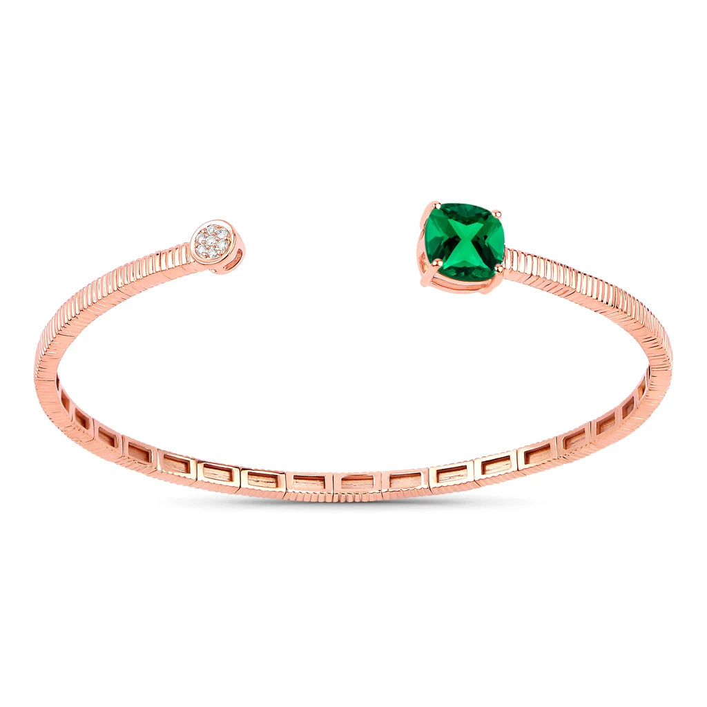 Cushion Prong Set Diamond Accent Bangle