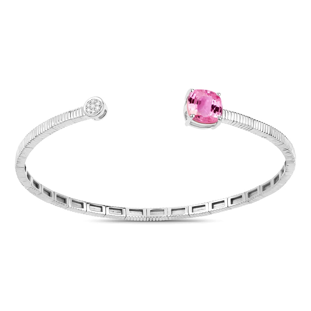 Cushion Prong Set Diamond Accent Bangle