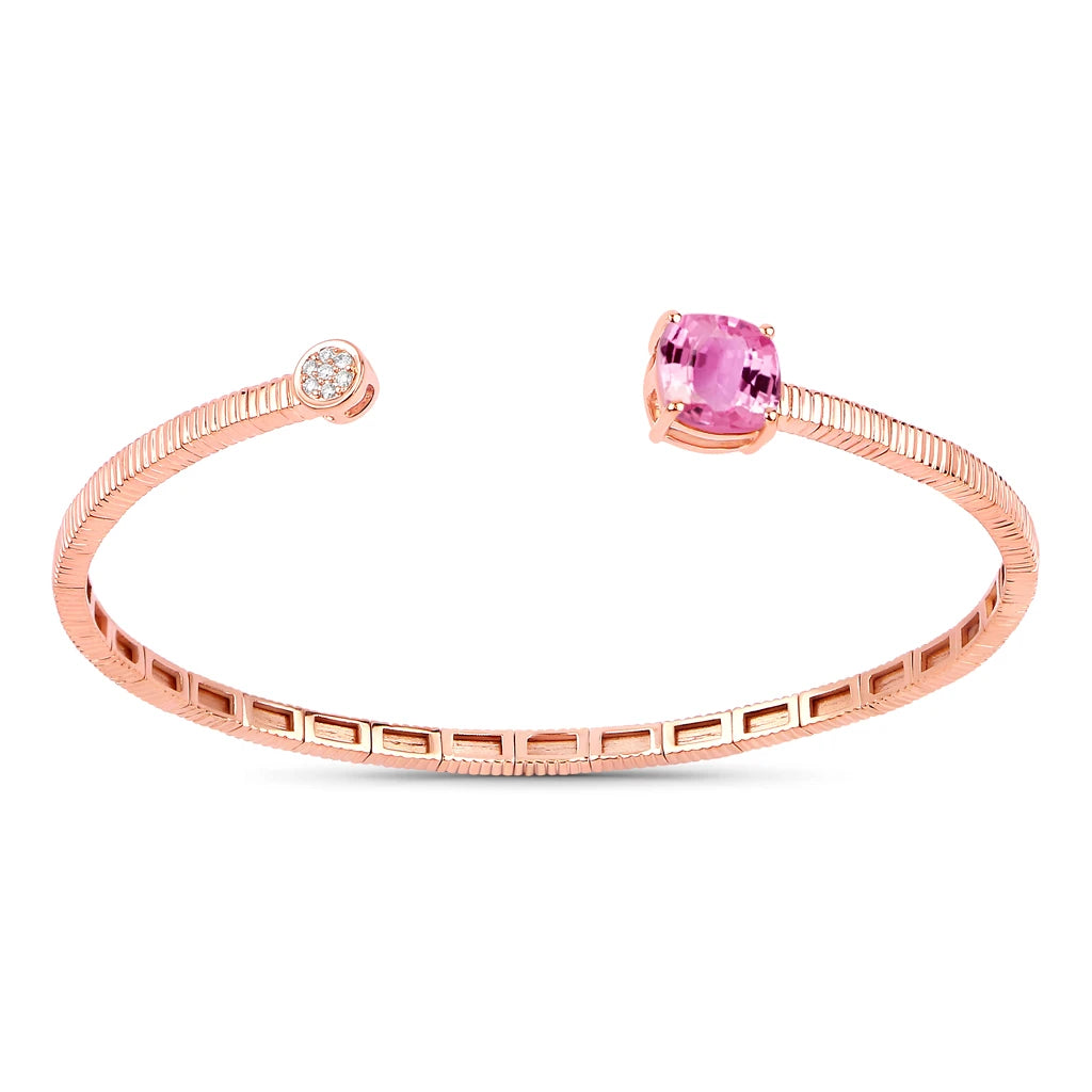 Cushion Prong Set Diamond Accent Bangle