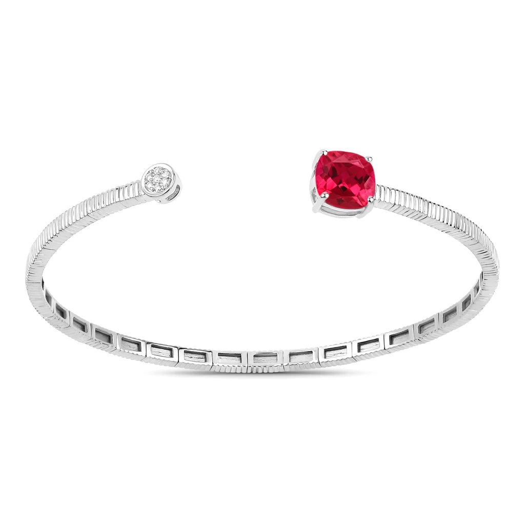 Cushion Prong Set Diamond Accent Bangle
