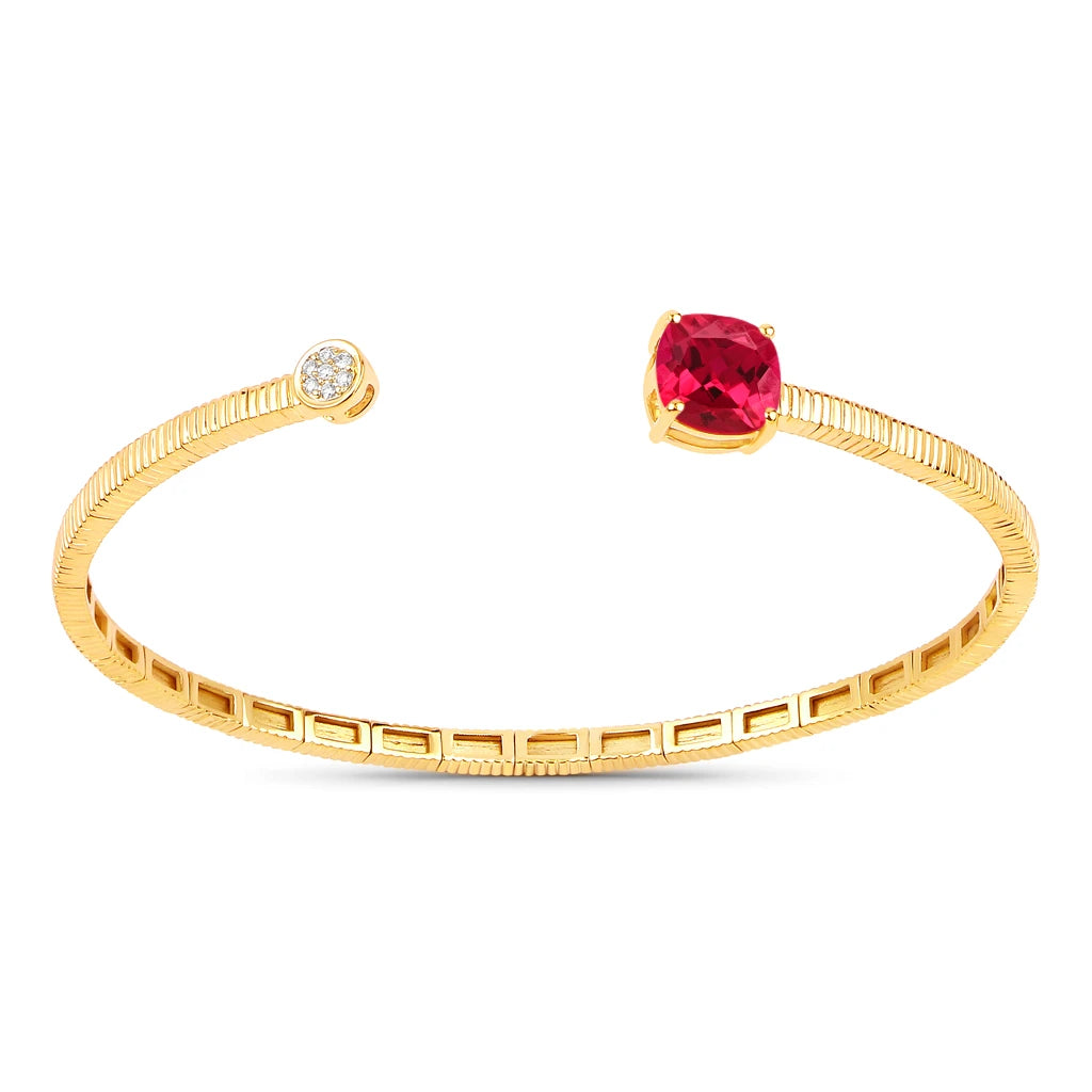 Cushion Prong Set Diamond Accent Bangle