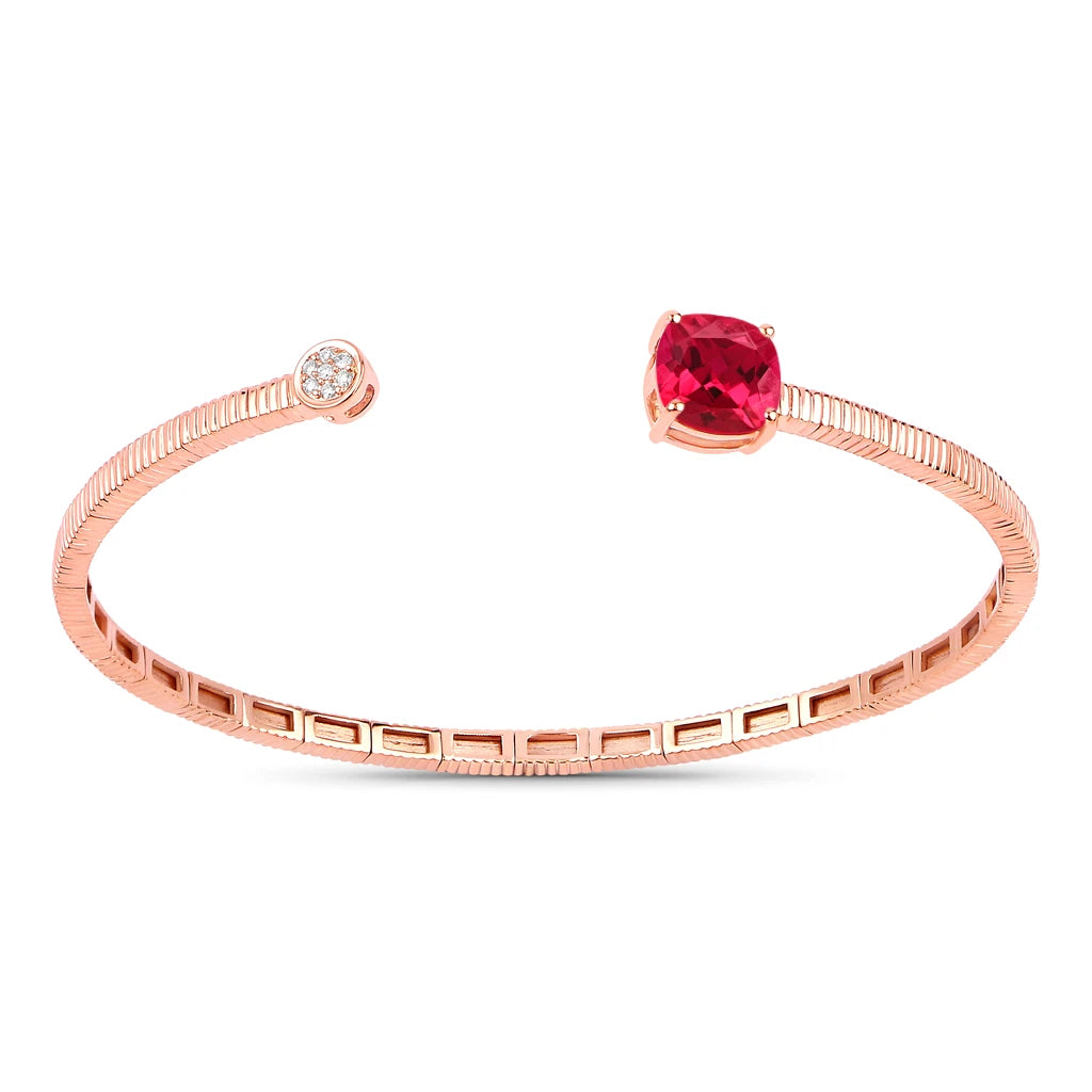 Cushion Prong Set Diamond Accent Bangle