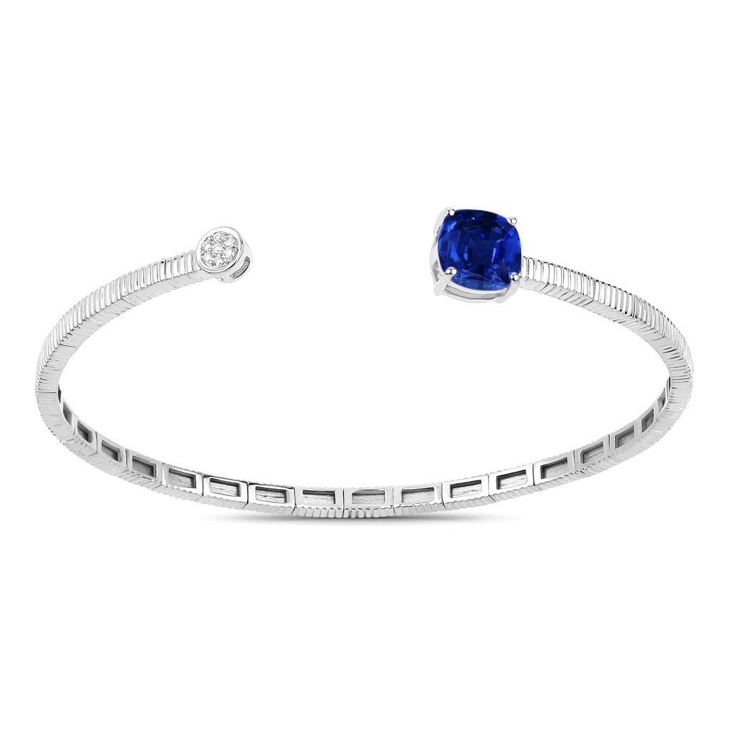 Cushion Prong Set Diamond Accent Bangle