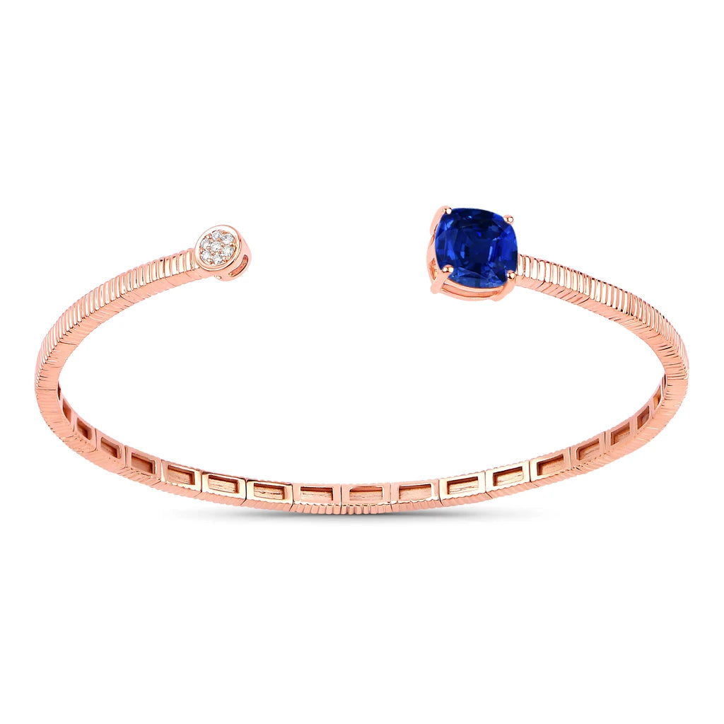 Cushion Prong Set Diamond Accent Bangle