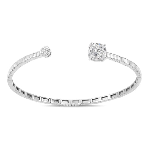 Cushion Prong Set Diamond Accent Bangle