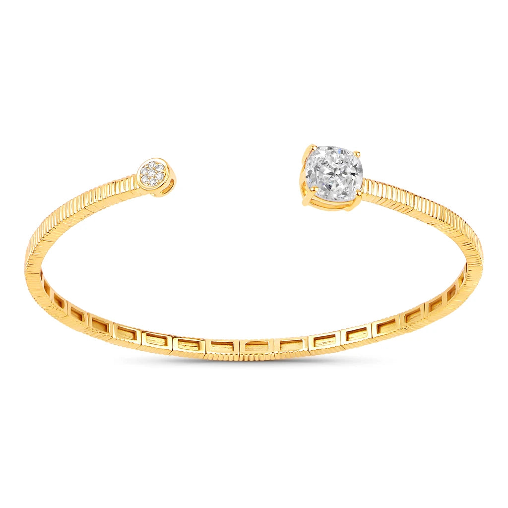 Cushion Prong Set Diamond Accent Bangle