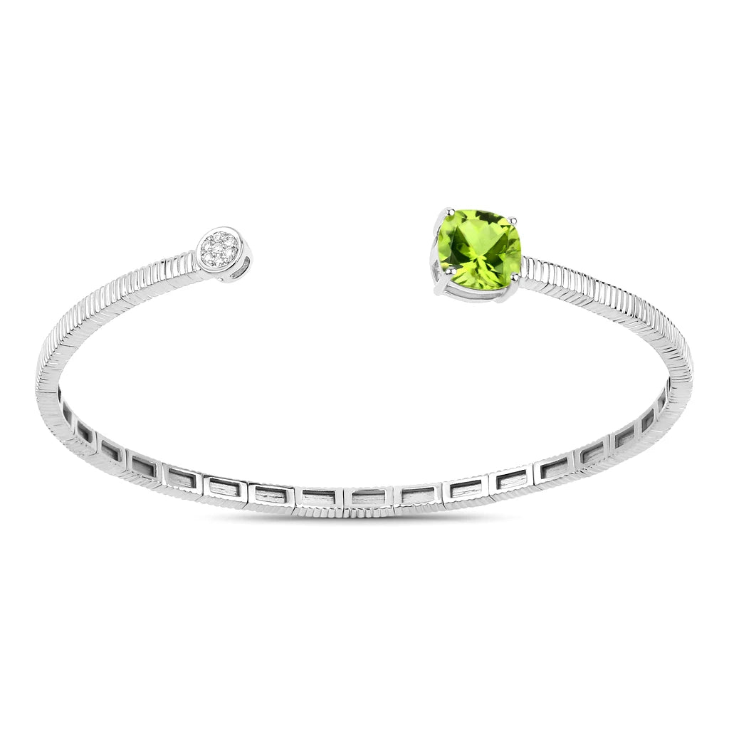 Cushion Prong Set Diamond Accent Bangle