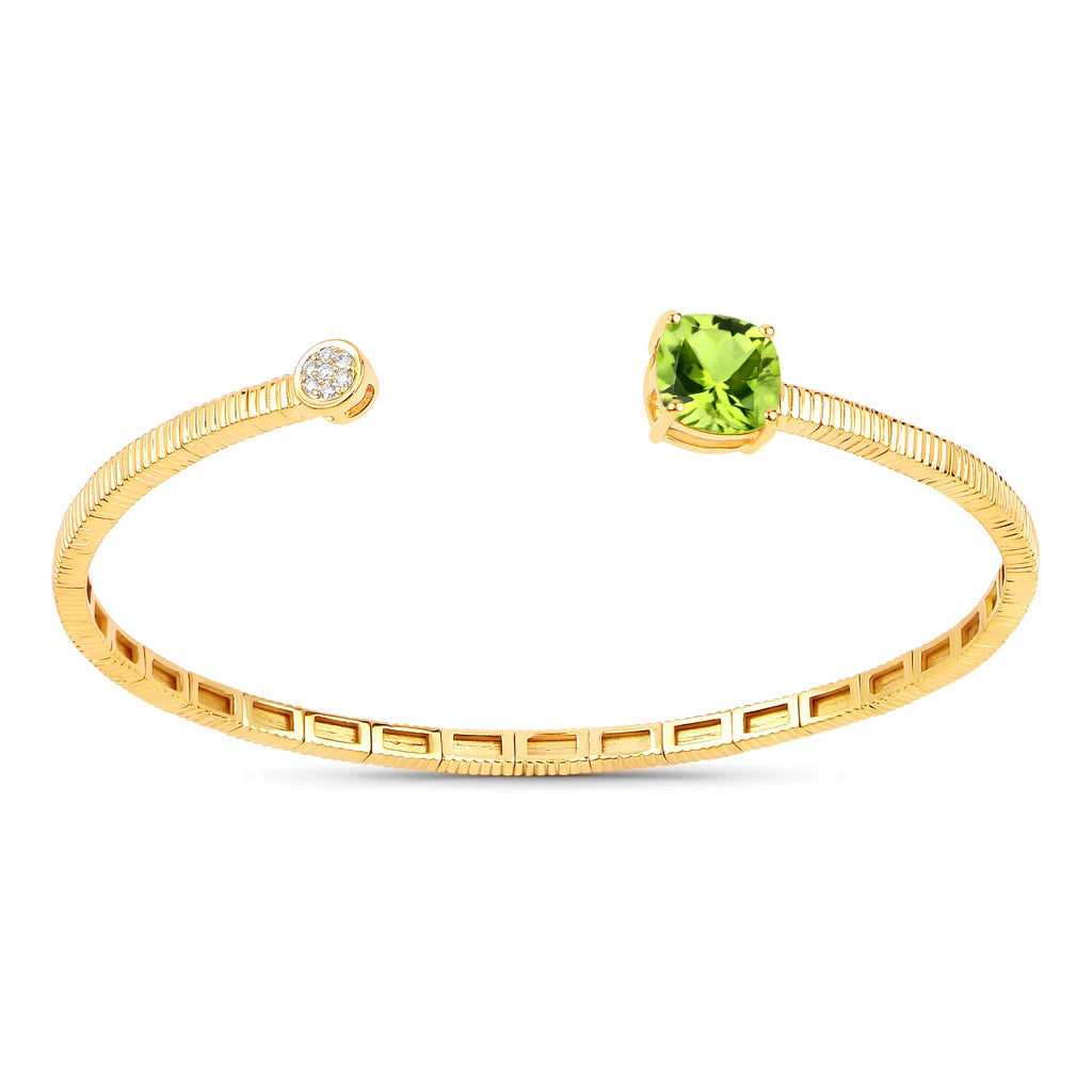 Cushion Prong Set Diamond Accent Bangle