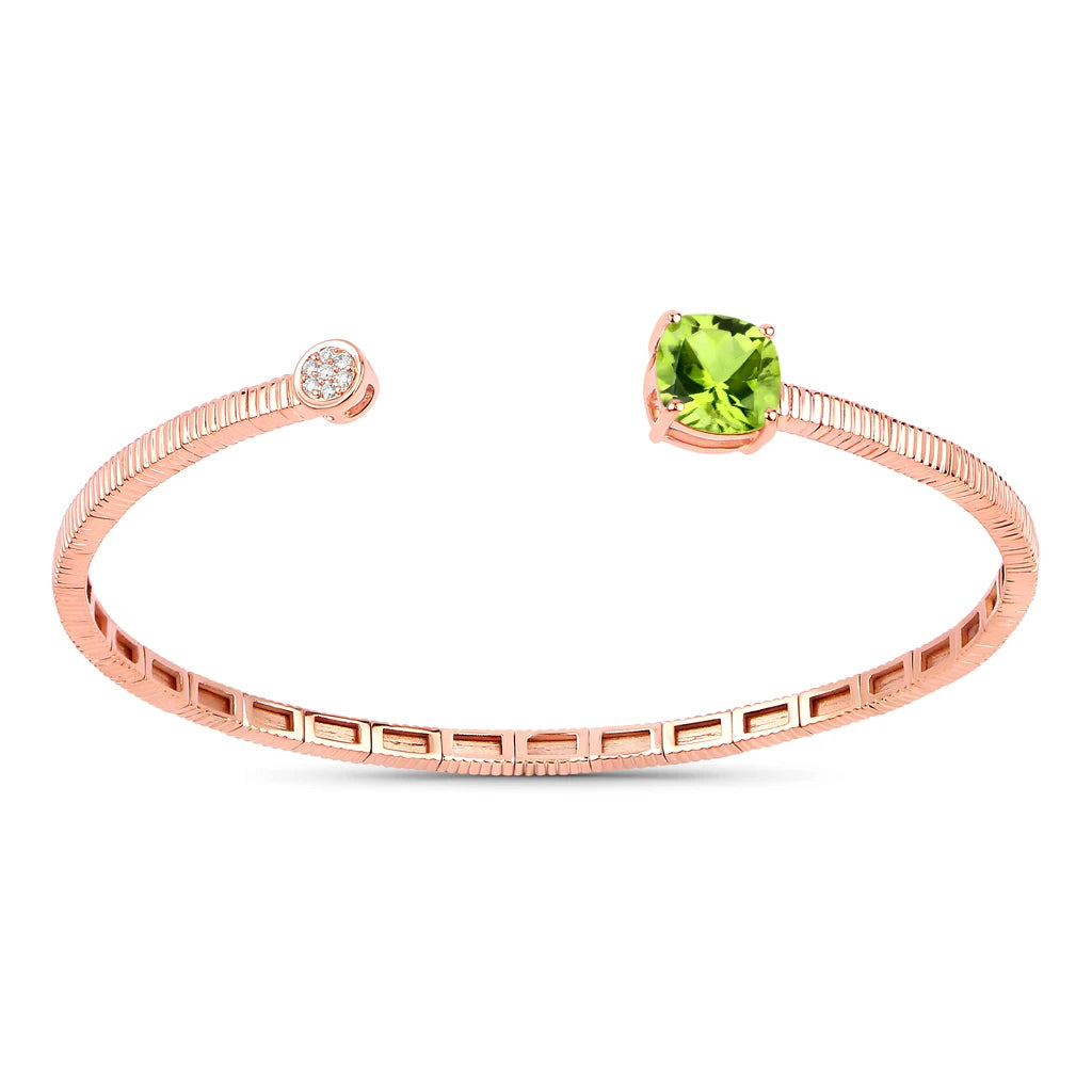 Cushion Prong Set Diamond Accent Bangle