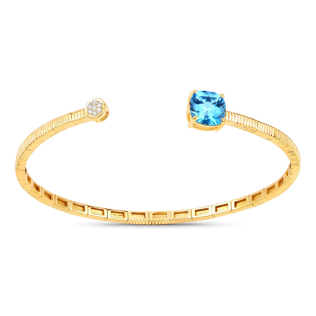 Cushion Prong Set Diamond Accent Bangle