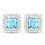 Square Cut Diamond Halo Stud Earrings