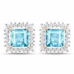 Square Cut Diamond Halo Stud Earrings