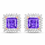 Square Cut Diamond Halo Stud Earrings