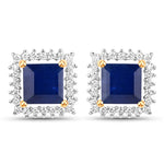 Square Cut Diamond Halo Stud Earrings