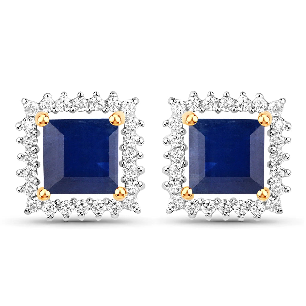 Square Cut Diamond Halo Stud Earrings