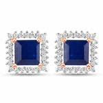 Square Cut Diamond Halo Stud Earrings