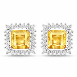 Square Cut Diamond Halo Stud Earrings