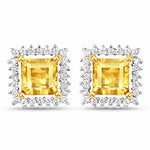 Square Cut Diamond Halo Stud Earrings